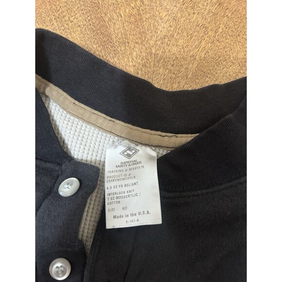 Mens National Safety Apparel Flame Resistant FR Black Sweatshirt Heavyweight Med - Picture 5 of 6